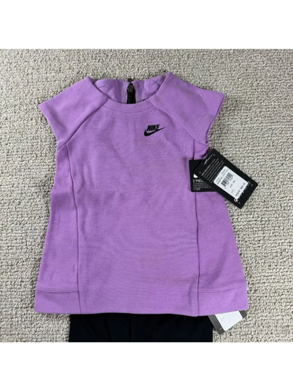 Nike 2 Piece Set Crib Style Shirt And Leggings Purple Black Size 18 Months
